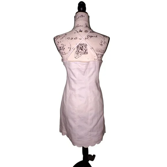 🆕 Cinq à Sept Hadley Halter Mini Dress Scalloped Hem White 14 - Picture 15 of 16